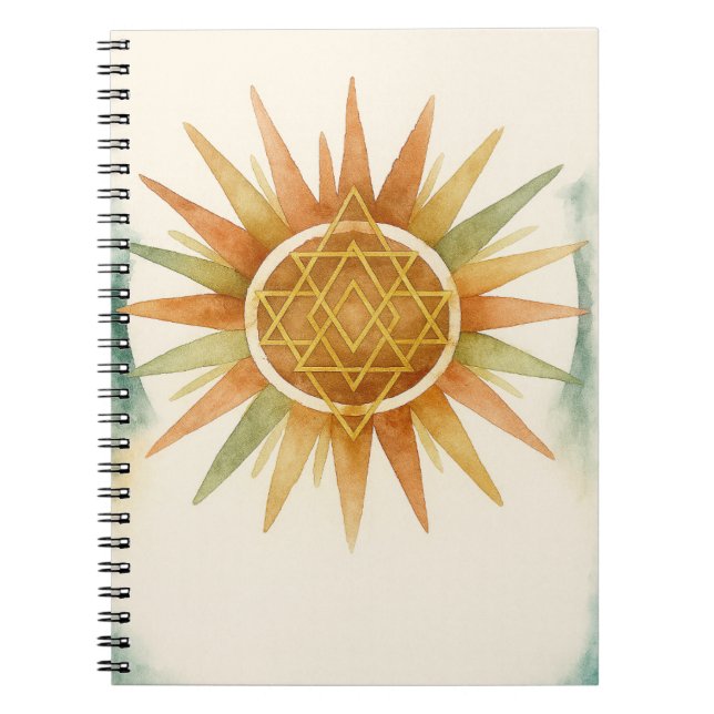 Boho Sunburst Watercolor Notebook – Personalized  Anteckningsbok (Framsidan)