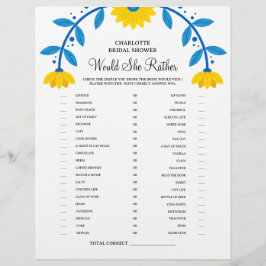 Boho Sunflower Hon eller Hon Bröllopsduschspel Reklamblad