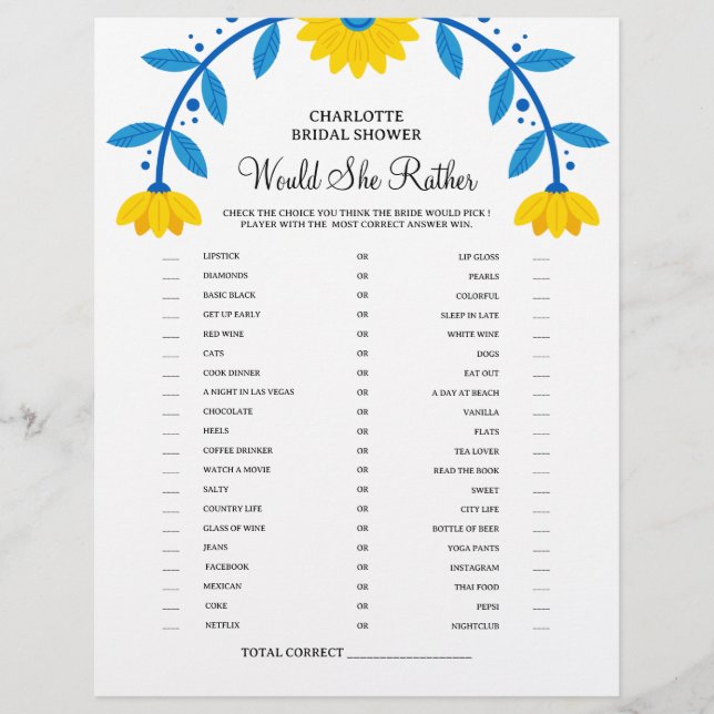 Boho Sunflower Hon eller Hon Bröllopsduschspel Reklamblad (Framsidan)