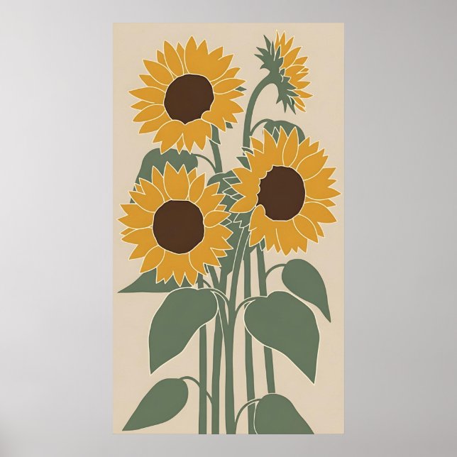Boho Sunflower - Modern Desaturated Floral Poster (Framsidan)