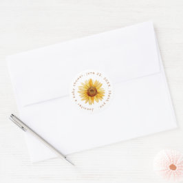 Boho Sunflower Naturlig Bebis firande Runt Klistermärke