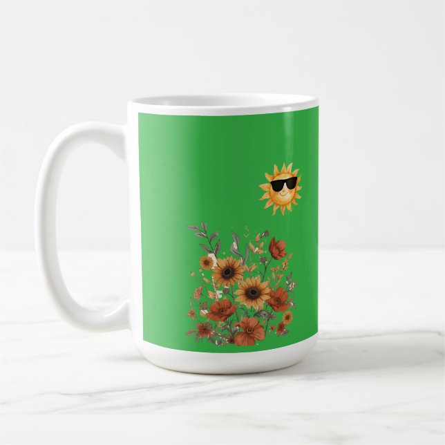 Boho Sunflower Tribal Pattern Mug – Warm Sunshine Kaffemugg (Vänster)