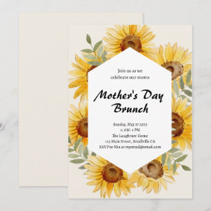 Boho Sunflower Watercolor Mother's Day Brunch Inbjudningar