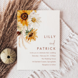 Boho Sunflowers Modern Wedding Inbjudningar