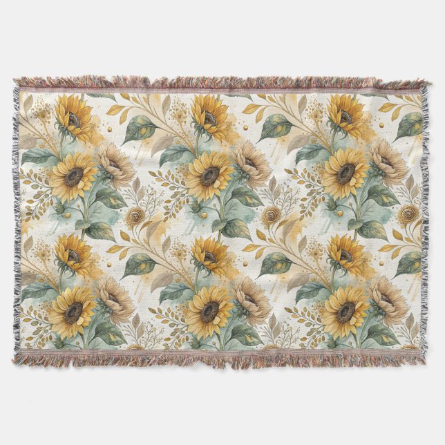 Boho Sunflowers Watercolor Gold Filt (Framsidan)