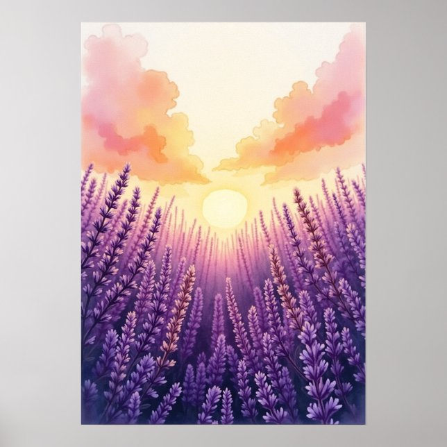 Boho Sunset Lavender Wall Art Poster (Framsidan)