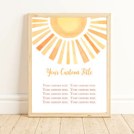 Boho sunshine anpassningsbar tecken sol gult orang poster