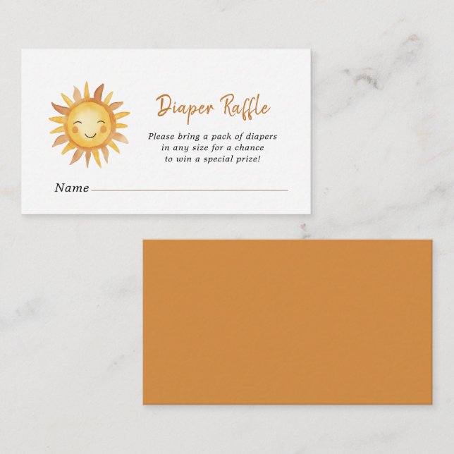 Boho Sunshine Baby dusch Diaper Raffle Tilläggskort (Fram/baksida)