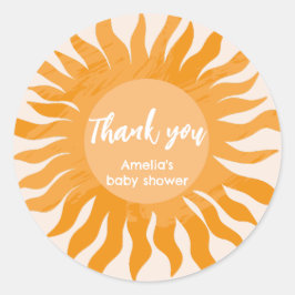 Boho sunshine Baby dusch favör tack Runt Klistermärke