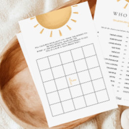 Boho Sunshine Baby Shower Bingo Aktivitetsspel