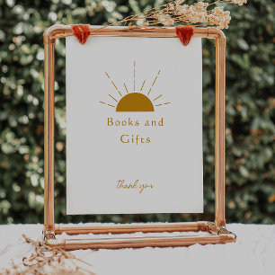Boho Sunshine Baby Shower Böcker och Gåvor Skylt