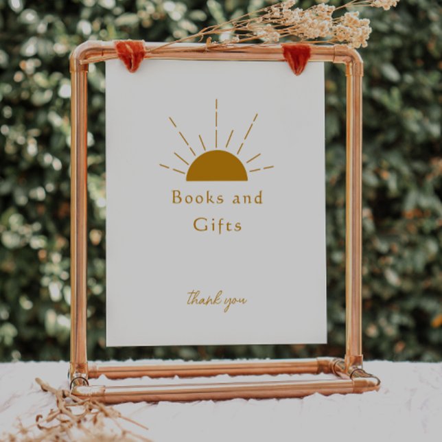 Boho Sunshine Baby Shower Böcker och Gåvor Skylt (Skapare uppladdad)