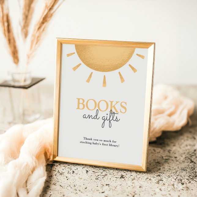 Boho Sunshine Baby Shower Bokar and Gifts Sign Poster (Skapare uppladdad)