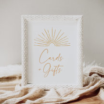 Boho Sunshine Baby Shower Cards and Gifts Sign