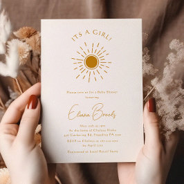Boho Sunshine Baby Shower Det är en flicka Inbjudningar