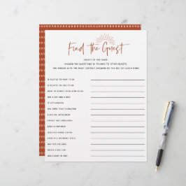 Boho Sunshine Baby Shower Guest Game