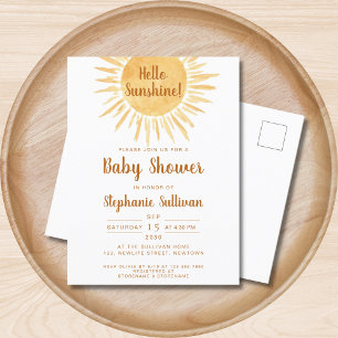 Boho Sunshine Baby Shower Inbjudan Vykort