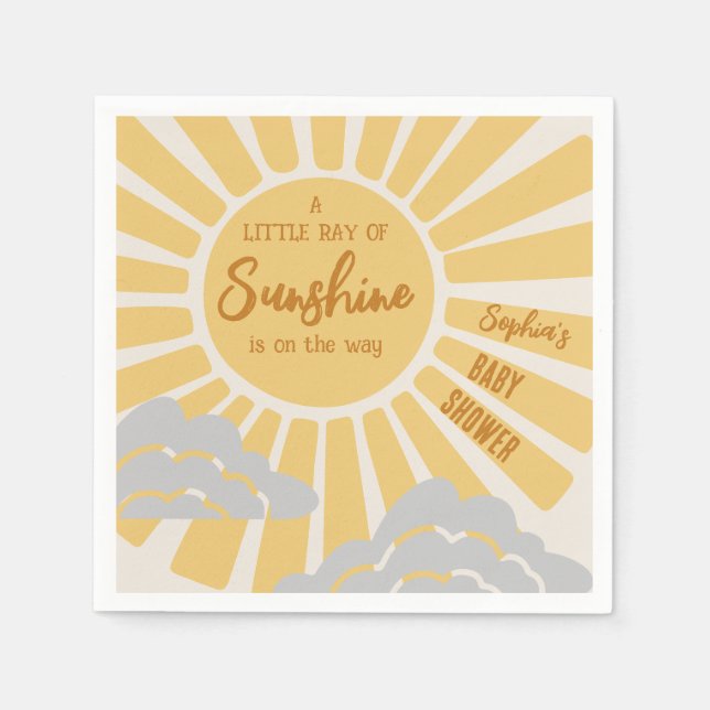 Boho Sunshine Baby Shower Napkins Pappersservett (Framsidan)