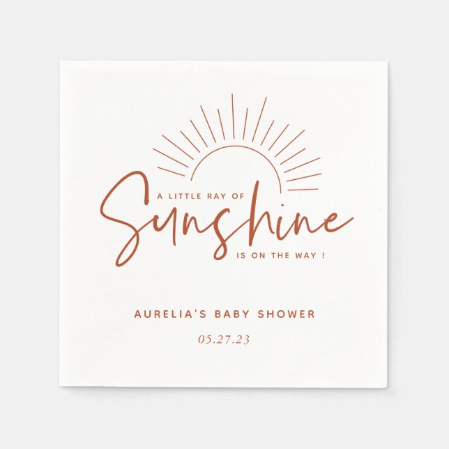 Boho Sunshine Baby Shower Napkins Pappersservett (Framsidan)