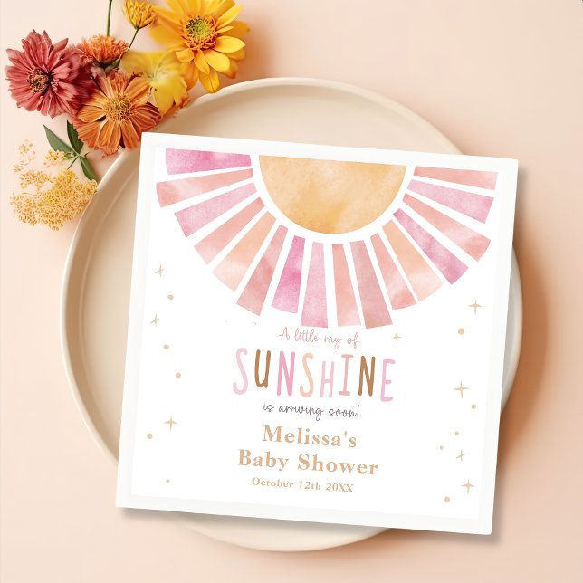 Boho Sunshine Baby Shower Party Napkins Pappersservett (Skapare uppladdad)