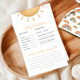 Boho Sunshine Baby Shower Predence & Advice Game