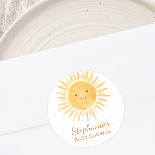 Boho Sunshine Baby Shower Runt Klistermärke (Skapare uppladdad)