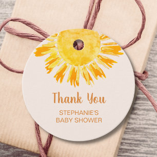 Boho Sunshine Baby Shower Tack Gåvor Etiketter