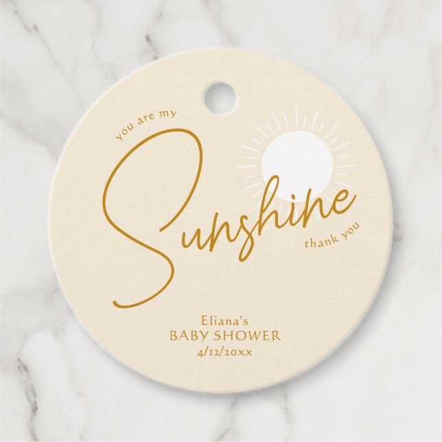 Boho Sunshine Baby Shower Tack Gåvor Etiketter (Framsida)