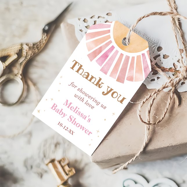 Boho Sunshine Baby Shower Tack Gift-Märkre Presentetikett (Skapare uppladdad)