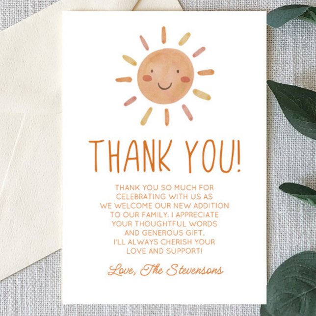 Boho Sunshine Baby Shower Tack Kort (Skapare uppladdad)