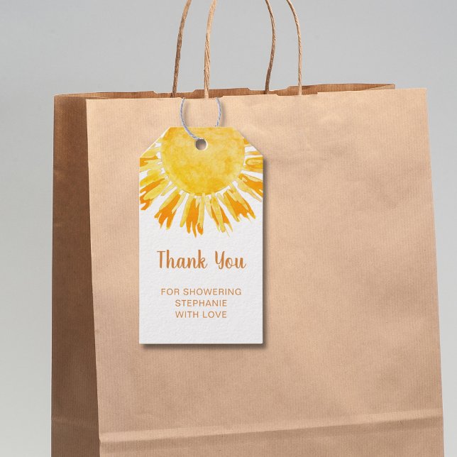 Boho Sunshine Baby Shower Tack Presentetikett (Skapare uppladdad)