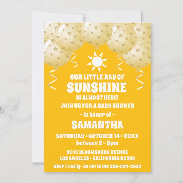 Boho Sunshine Balloons Baby Shower Inbjudningar (Framsida)