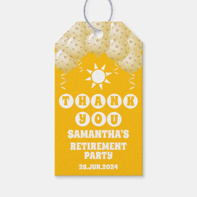 Boho Sunshine Balloons Pension favor Tack Presentetikett (Framsidan)