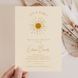 Boho Sunshine | Beige Baby Shower Det är en flicka Inbjudningar