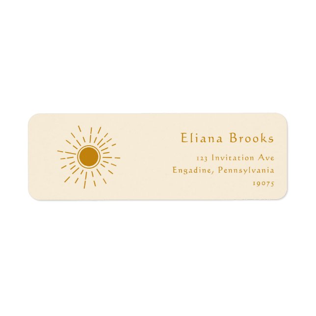Boho Sunshine | Beige Returetiketter Returadress Etikett (Framsidan)