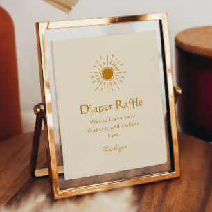 Boho Sunshine Blöja Lotteri Baby Shower Skylt