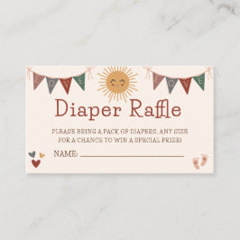 Boho Sunshine Diaper Raffle Baby Shower Tilläggskort