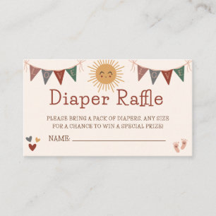 Boho Sunshine Diaper Raffle Baby Shower Tilläggskort