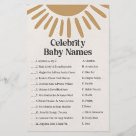 Boho sunshine-festen barn namn duschspel