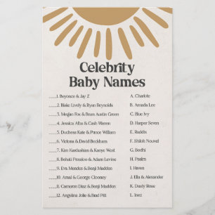 Boho sunshine-festen barn namn duschspel