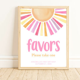 Boho sunshine födelsedagsfest favors -tecken poster