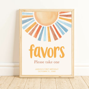 Boho sunshine födelsedagsfest favors -tecken poster