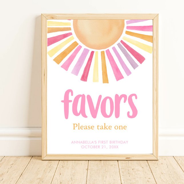 Boho sunshine födelsedagsfest favors -tecken poster (Skapare uppladdad)