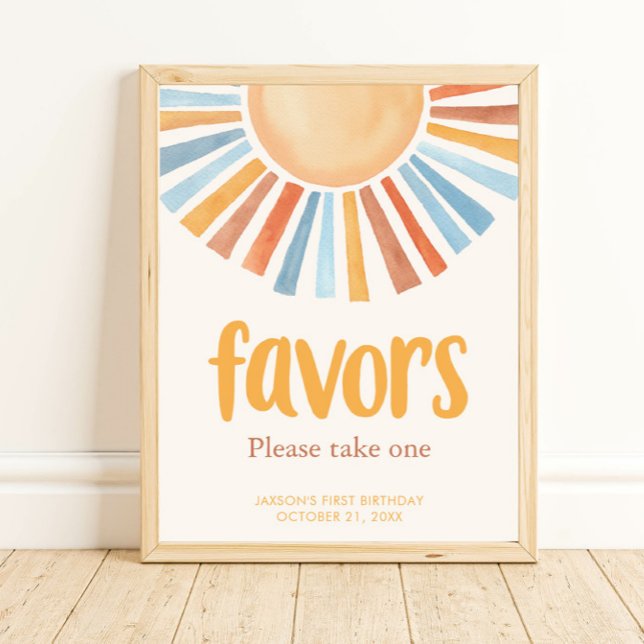 Boho sunshine födelsedagsfest favors -tecken poster (Skapare uppladdad)