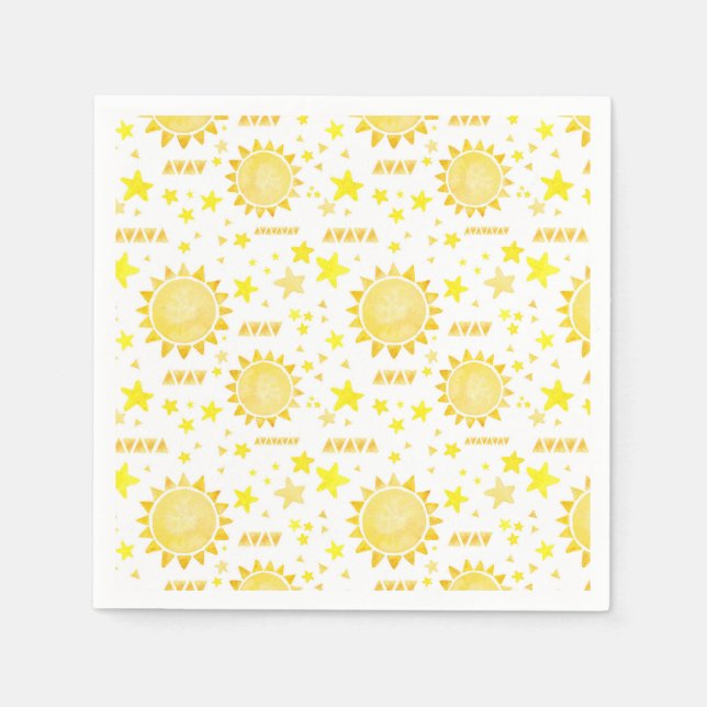Boho Sunshine Födelsedagsfest Napkins - första Res Pappersservett (Framsidan)