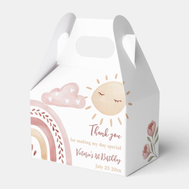 Boho Sunshine Födelsedagsfest Presentaskar (Framsidan Sidan)