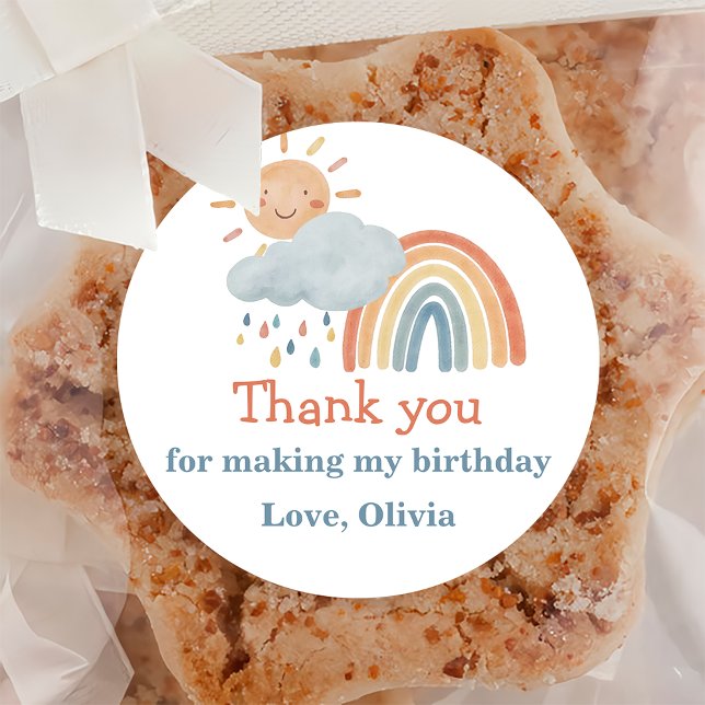 Boho Sunshine Födelsedagsfest Runt Klistermärke (Skapare uppladdad)