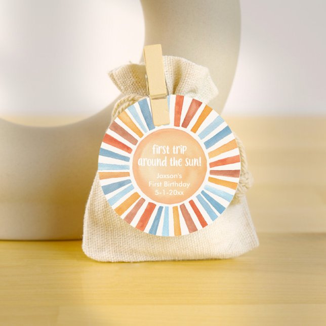 Boho sunshine Första Resa runt Sol-födelsedagen Gåvor Etiketter (Skapare uppladdad)