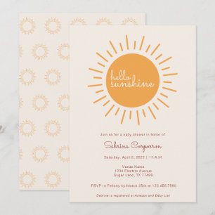 Boho Sunshine Gender Neutral Baby Shower Inbjudningar