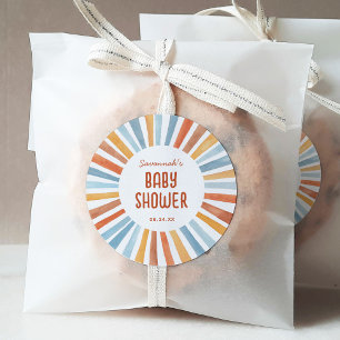 Boho Sunshine Gender Neutral Baby Shower Runt Klistermärke
